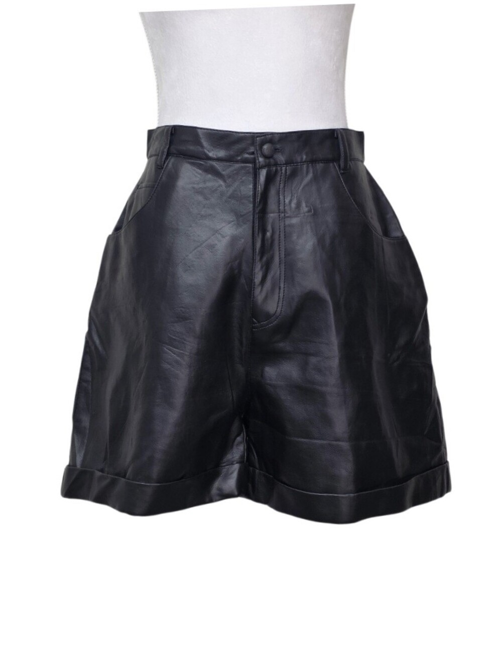 LOUISE PARIS High Waist Black Faux Leather Shorts